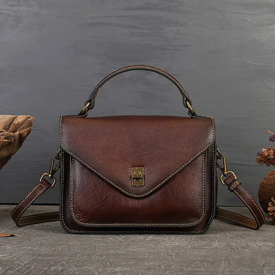 Genuine Leather Women's Retro Mailman Crossbody Bag